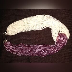Beautiful Ivory Seed Pearl and Amethyst Colored Seed Bead Choker